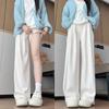 White Glutinous Rice Pants Women's New Spring and Autumn Drooping Soft Waxy Small Loose Lazy Casual Wide-leg Pants