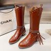 Брендовые высокие ботинки Chelsea, женские туфли на каблуках, дизайнерские новые кожаные туфли-гладиаторы, женские трендовые туфли на осень, зимние туфли Botas Mujer
