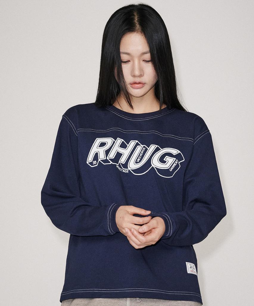 UNIVERSE GARMENT Футболка с длинным рукавом с принтом Rhug_Темно-синий