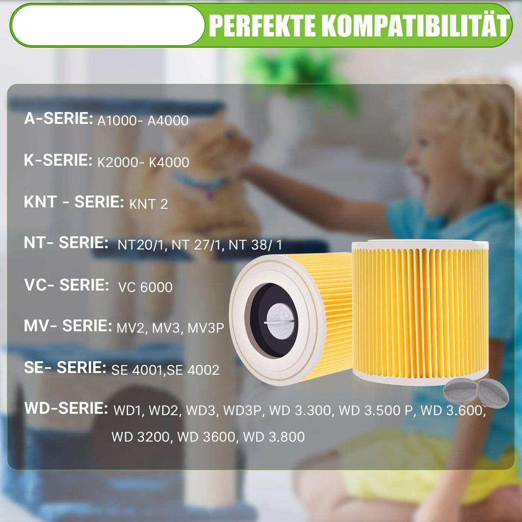 Картриджный фильтр для KaRcher WD3 Premium WD2 WD3 WD3P WD3 MV2 MV3 Фильтр сменный для пылесоса KaRcher