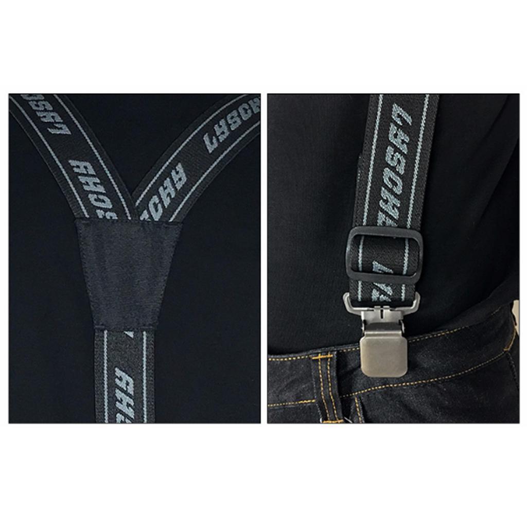 Wide Adjustable + Elastic Suspenders Y-shape Strong Clip Heavy Duty