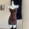 Sleeveless Dresses for Women Sexy Lace Hot Female Bodycon Dress Korean Fashion Mini Vestidos with Chest Pad Inner Wear Clubwear