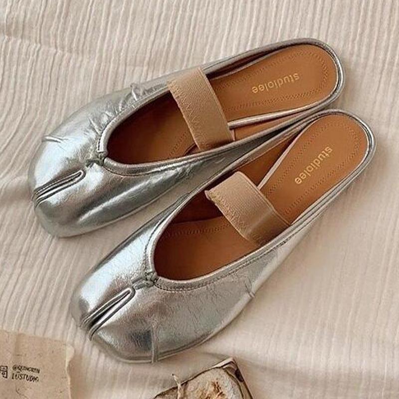 Ретро женские балетки танцевальные туфли неглубокие повседневные лоферы мягкие туфли осень 2024 модные туфли с открытой пяткой женские сандалии