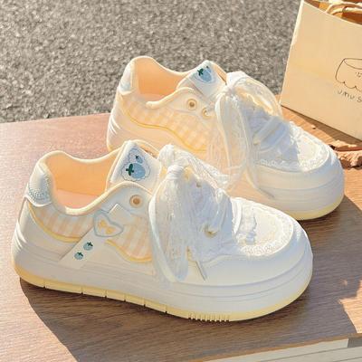 Женские кроссовки на толстой подошве в балетном стиле, белые, 2025 – Дышащие и универсальные повседневные кеды для скейтбординга