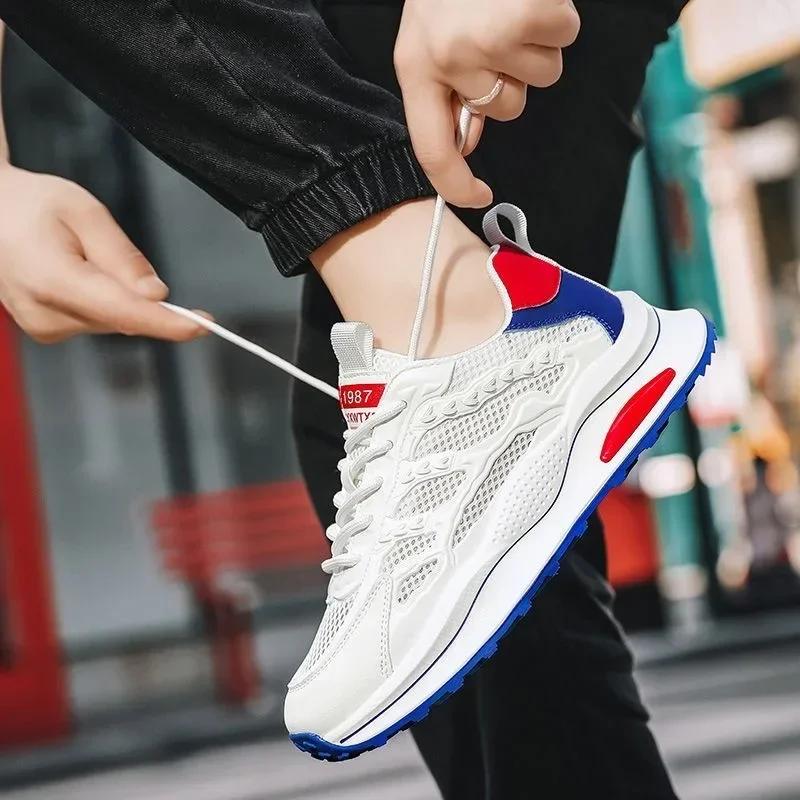 Versatile Men's Sports Shoes New High Quality Lace-up Mesh Breathable Platform Casual Running Shoes Training Male Non Slip Shoes