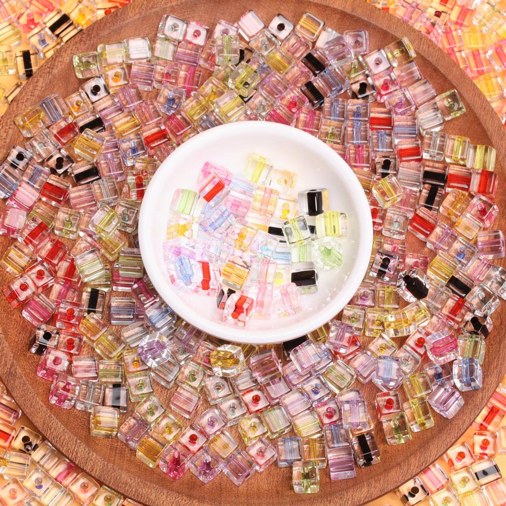 500 г около 1080 шт. ювелирные изделия для рукоделия 8 мм квадратные кубические бусины поставки браслет серьги Diy Craft прозрачные акриловые бусины для изготовления