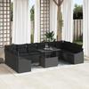 VidaXL 11-Piece Garden Sofa Set with Cushions Black Poly Rattan 3349079