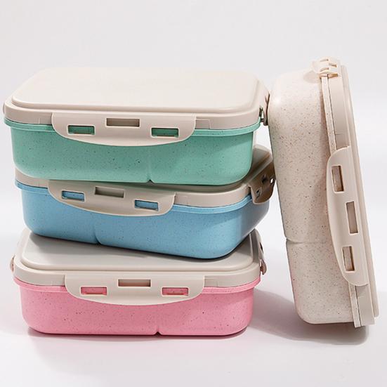 Коробка для бенто Герметичность Противоударный Противоскользящий 3 отделения Прочная пряжка Держатель для еды Износостойкий Портативный Бенто Обед