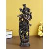 Handcrafted Polyresin Bronze Finish Lord Krishna Idol Playing Flute & Standing On Lotus Flower Statue For Pooja Room, Home, Living Room, Office Decor