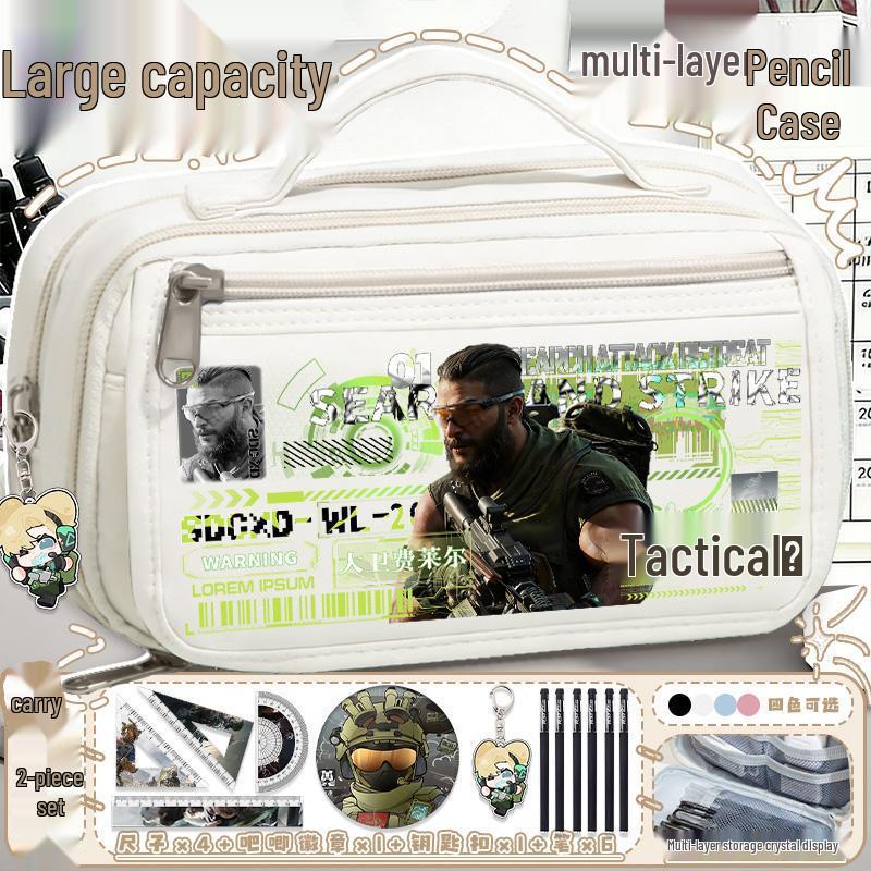 Delta Action Multi-Layer Large Capacity Pencil Case: Portable for Primary & Secondary Students, Stylish & Functional Stationery Organizer.