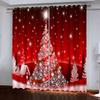2 красные полузатемняющие шторы с принтом Санты, зимние снежинки, праздничный полиэстер, подходящие для гостиной, кухни, спальни