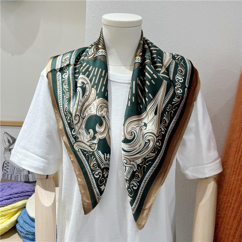 Three-dimensional Letter Printing New Small Square Scarf Accessories Silk Scarf Career Dress Neckerchief Versatile Silk Scarf