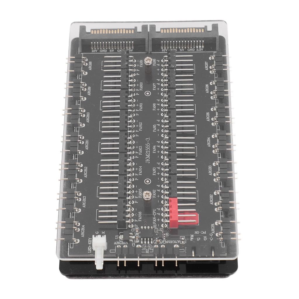 2 в 1 16-портовый ARGB PWM-хаб Питание через интерфейс SATA Магнитный 4-контактный PWM 3-контактный ARGB Хаб для корпусных вентиляторов с акриловым корпусом