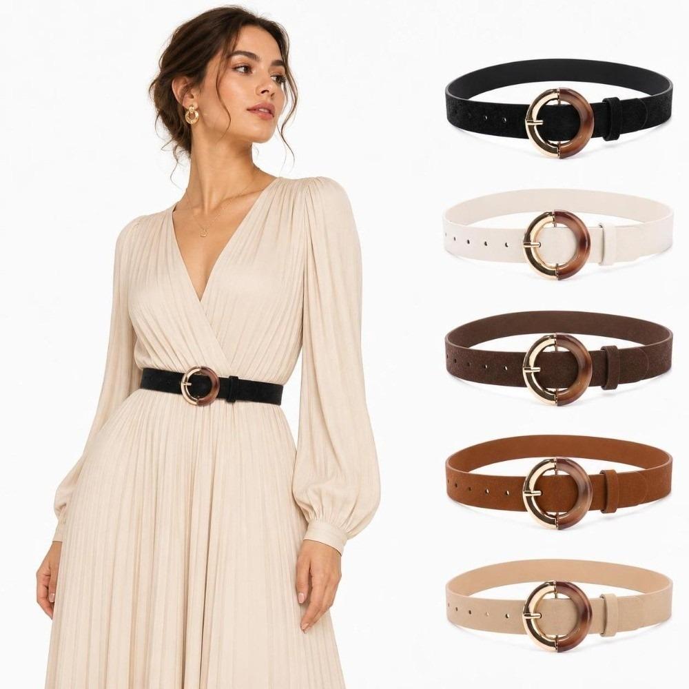 Alloy Metal Buckle Fashion Waist Belt PU Leather Faux Leather Belt Simple Dress Belt For Women