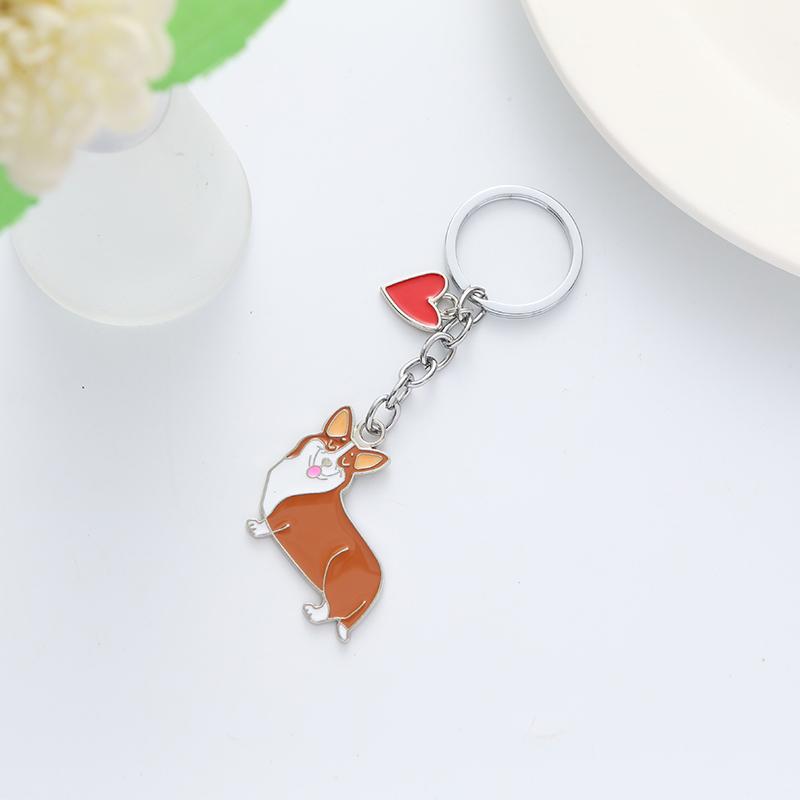 Kawaii Cute Dachshund Keychain Creative Cartoon Metal Dog Pendant Keyring Bag Decoration For Couple Gifts