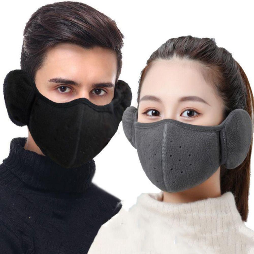 Fleece Earmuffs Mask Thermal Half Face Mask Breathable Earflap Wrap Mask  Riding