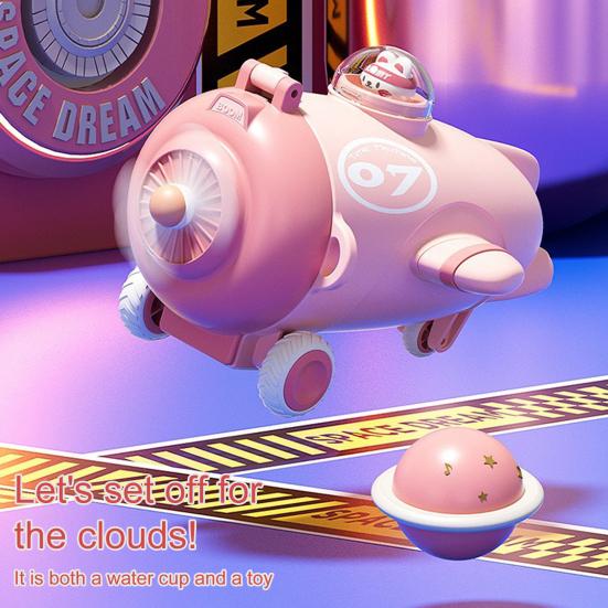 Бутылка для воды в форме самолета с трубочкой 500 мл мультяшный детский стакан для воды герметичный