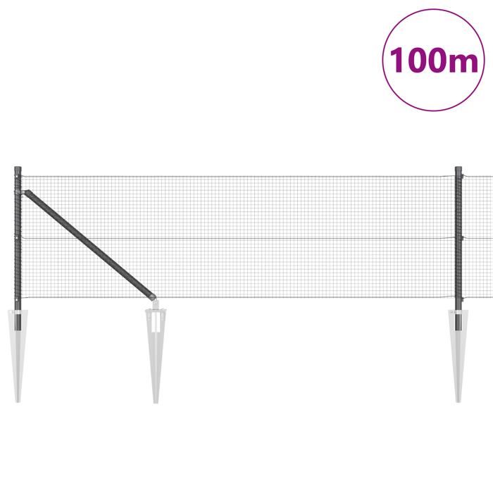 VidaXL Welded Wire Fence with 13 Grey Posts 0.4x100 M Steel 3352248