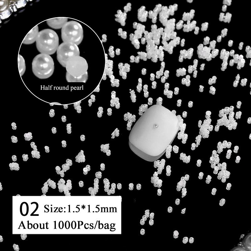 1 пакет мерцающих хрустальных страз для нейл-арта, белые жемчужины, полукруглые, смешанного размера, бежевые жемчужины с плоским основанием, аксессуары для DIY маникюра