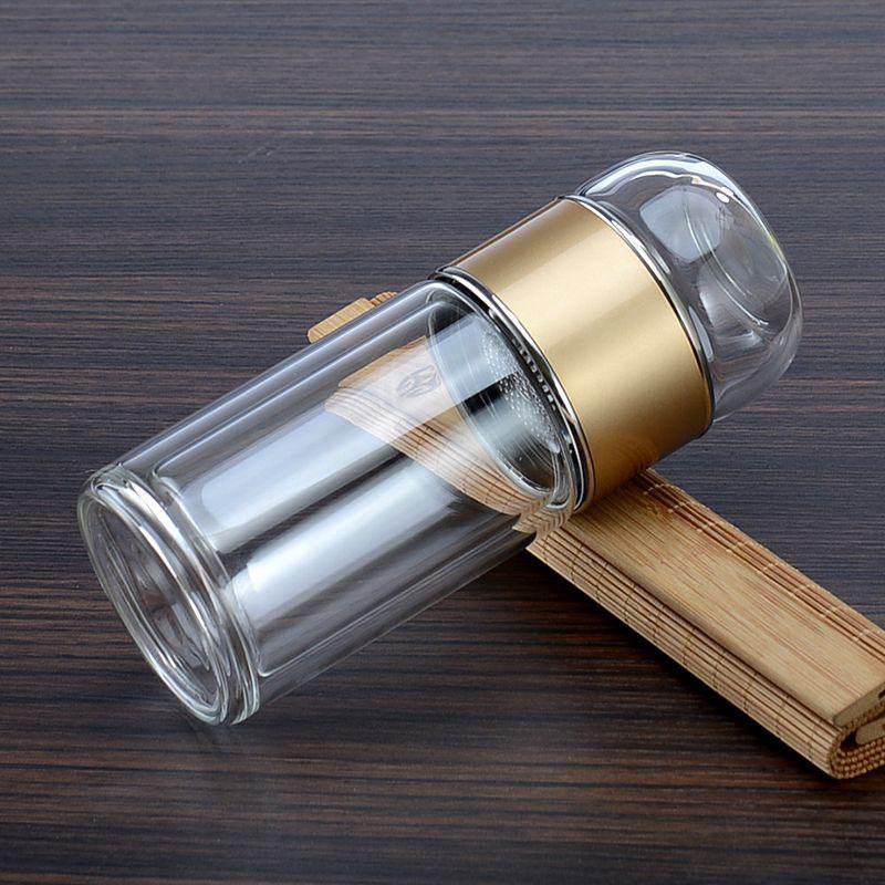 Tea-Water Separation Tea Cup Easy To Clean Glass with Double-layer Tea Infuser Water Cup Suitable for Office Outdoor Travel420ML