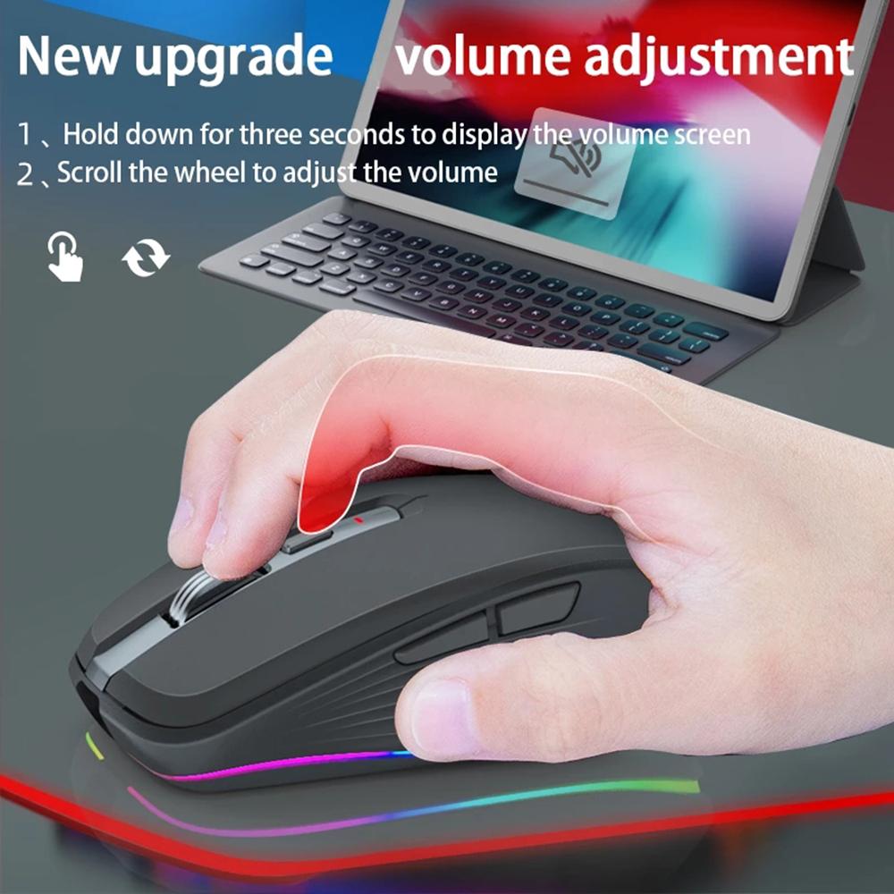 Беспроводная игровая мышь, 2,4 г, Bluetooth-совместимая, 5,1, двухрежимная, 2400 точек на дюйм, без звука, компьютерная мышь для игр, офисных ноутбуков