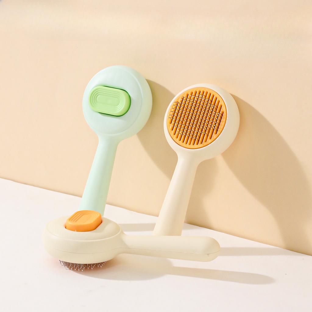 Pet Hair Removal Self-cleaning Comb, Button Hair Removal Massage Hair Removal Floating Hair Needle Comb, Cleaning and Beauty Comb