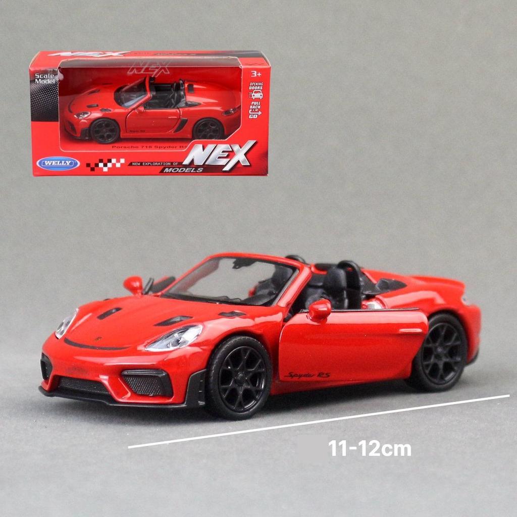 1/36 Porsche 718 Spyder Супер Гонки Игрушечная Модель Автомобиля Welly Литой Металлический Транспорт Назад Классическая Коллекция Подарок для Детей Мальчиков