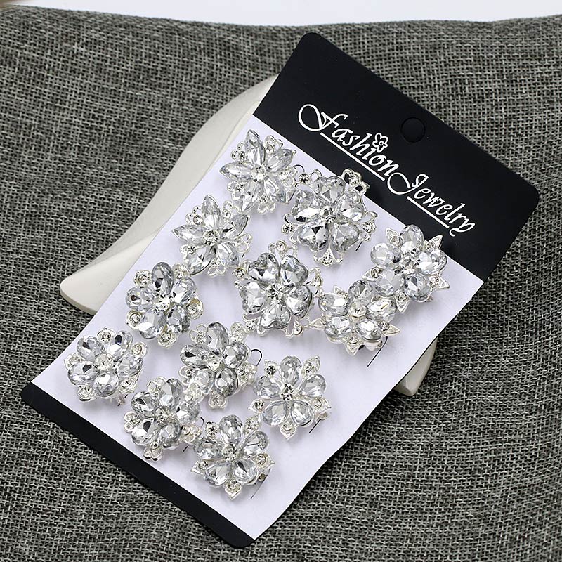 Weiman Small Crystal Flower Brooch Pins Set Pack of 12 for Women DIY Wedding Bouquets Gold or Silver Plated for Parties or Gifts