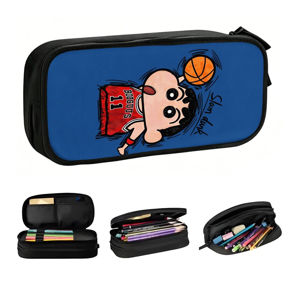 Cute Anime C-Crayon S-Shin C-Chan Pencil Cases for Girls Boys Large Storage Pen Box Bag School Supplies