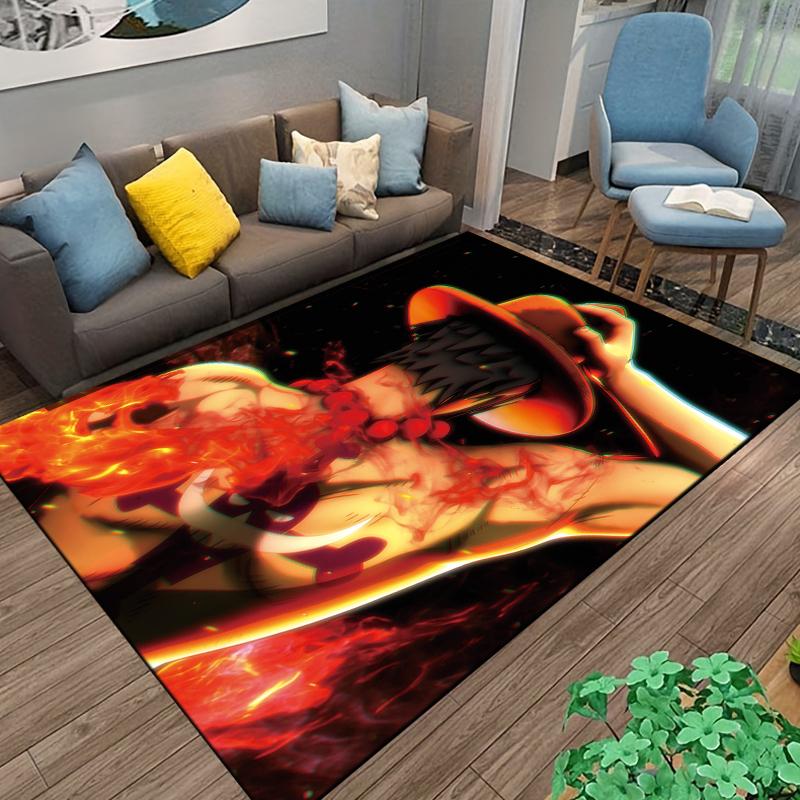 "Fiery Anime Character Scene Printed Carpet for Bedroom Decor" Suitable for use as an anti-slip for living room bedroom sofas