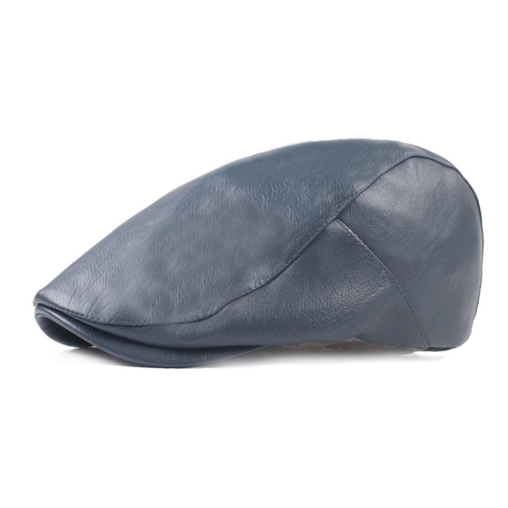 Adjustable Button Painter Cap PU Leather Newsboy Caps Vintage Autumn Winter Hat Women Men