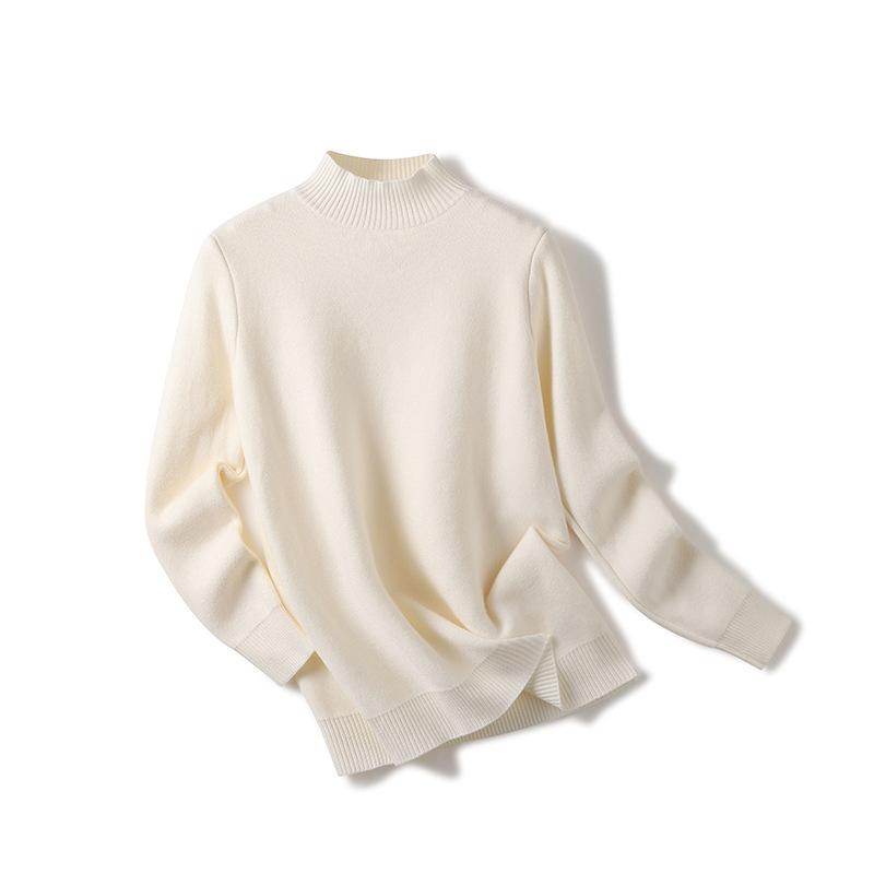 Женские зимние бархатные теплые свитера, однотонные повседневные джемперы на флисовой подкладке, корейские тонкие толстые вязаные пуловеры с полувысо...