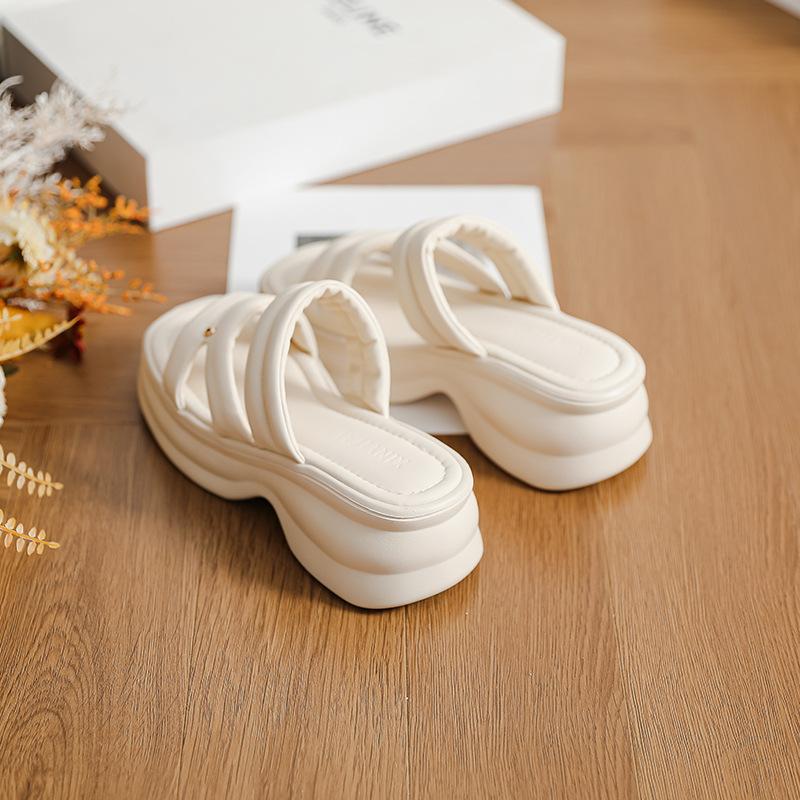 Thick bottom heightening casual white with skirt outer wear 2025 summer new versatile fashion seaside beach cool slippers women