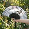 Antique Bamboo Folding Fan Ink Wash Painting Portable Fan Decorative Silk Hand Fan  Hanfu Cheongsam