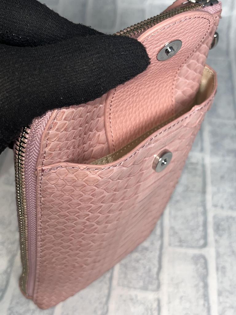 Smartphone Pochette 3WAY Python Genuine Leather Shoulder Bag with Coin Case for Women and Men Black Snakeskin Snakeskin Smartphone Pochette Pochette