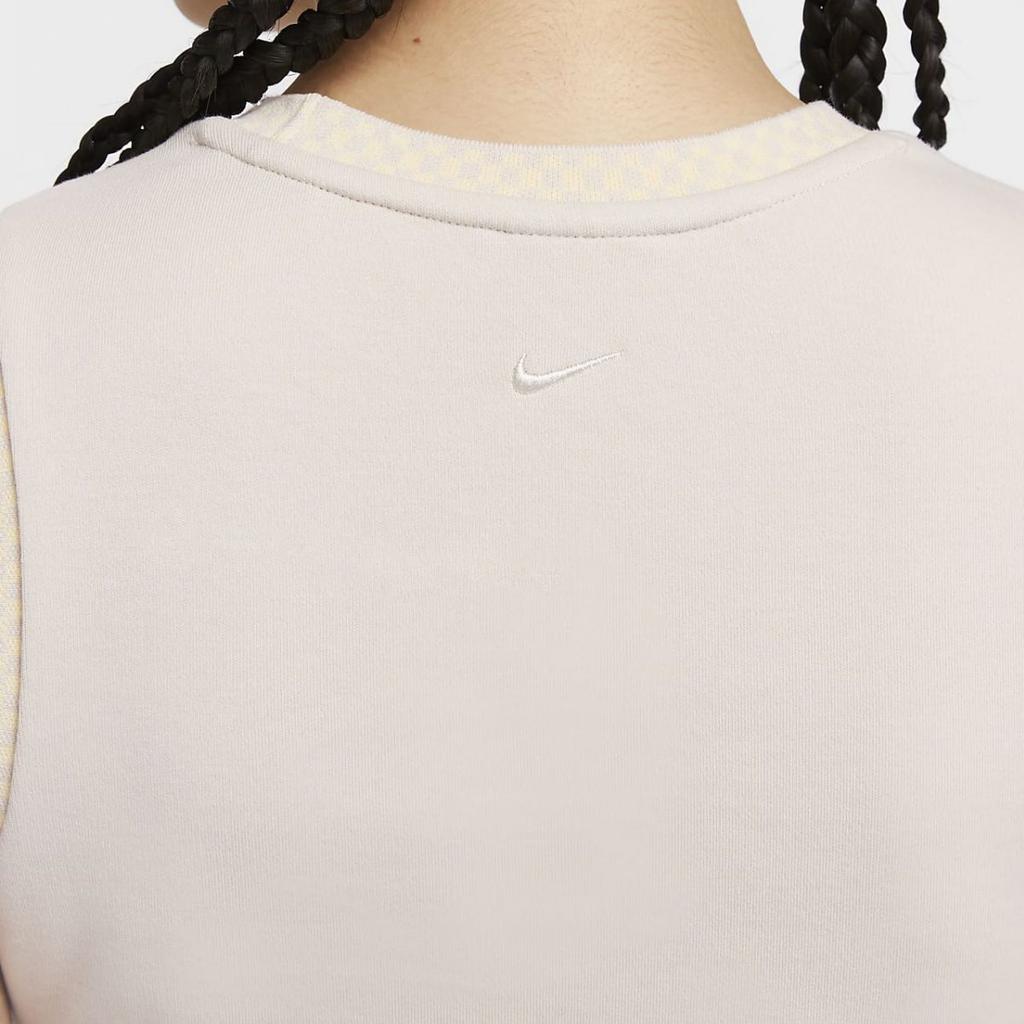 Nike Sportswear Collection Solid Casual Crew Neck Fitted Short Sleeve Dress Women Dresses Sail FN2244-104