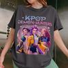 2026 Kpop Охотники на демонов Аниме Графическая футболка Женская Мужская Футболка с коротким рукавом Летняя Y2k Уличная одежда Корейская Группа Принт Модные Топы