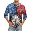 Мужская Мода Повседневный Принт Дня Независимости Вырез Рукав Семь Восьмых Топ Футболка