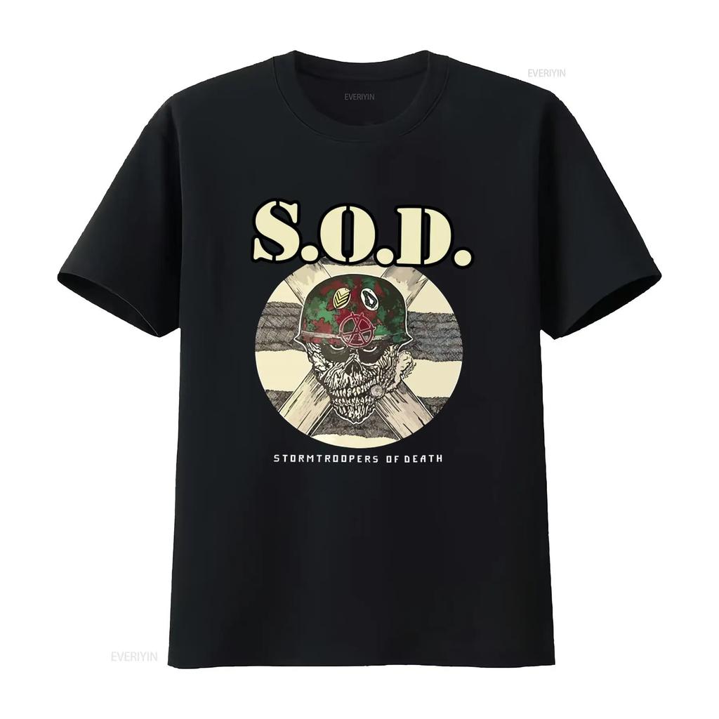 Vintage S O D Stormtroopers Of Death Band Cotton Black T Shirt Retro Skull Helmet Design Perfec