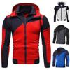 Men's Fake Two-piece Sports Sweatshirt Long Sleeve Zipper Hooded Jacket Coats