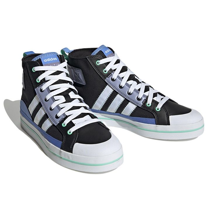 Adidas Neo City Canvas Slip Resistant Durable Mid Top Skate Shoes Unisex Skate Shoes Black Blue White HQ4619