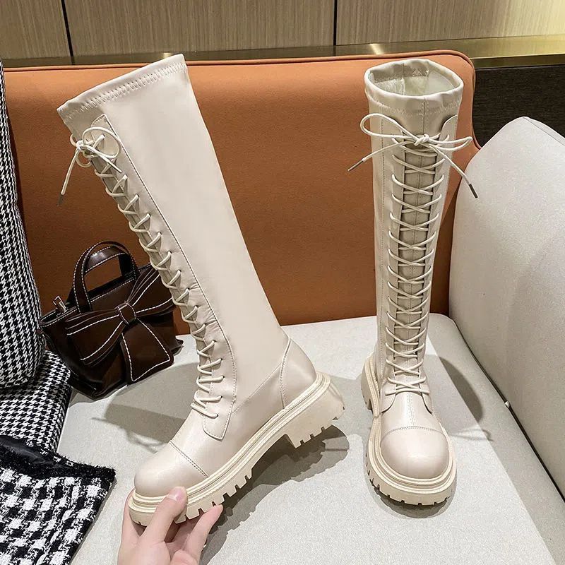Модные ботинки с круглым носком и высоким голенищем из кожи, женские готические сапоги New Rock, дизайнерская роскошная обувь, мода 2025, Y2k ботинки