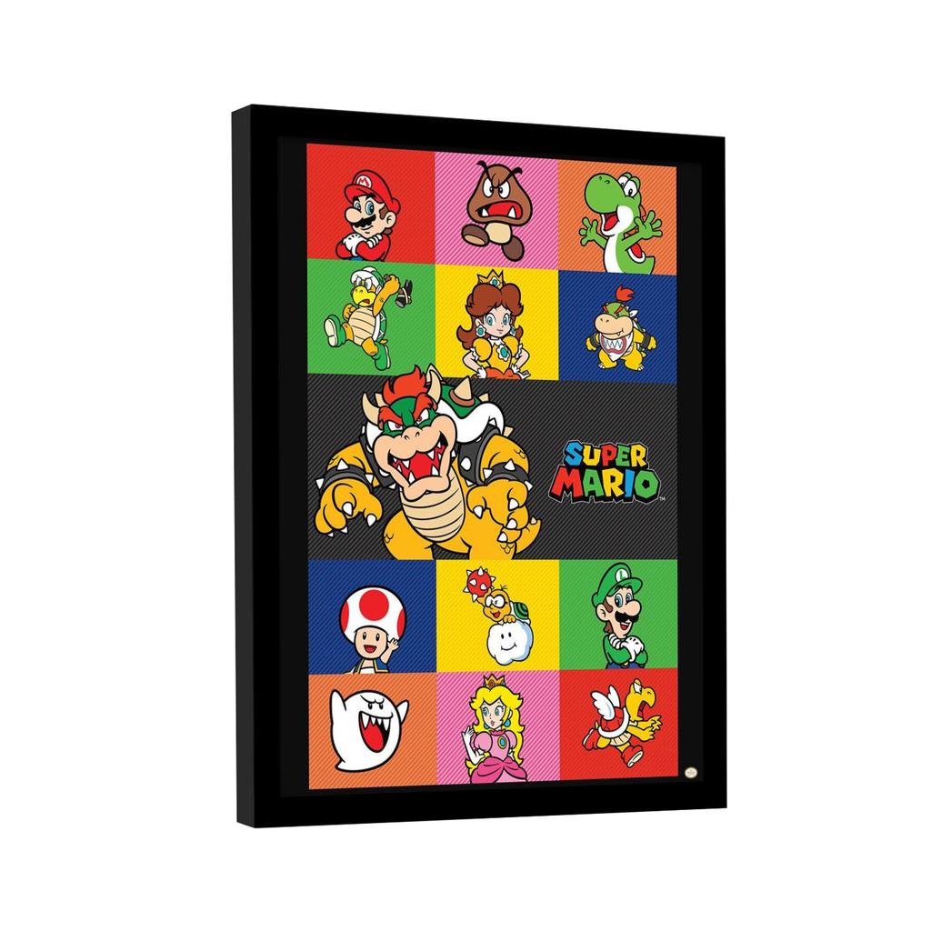 Super Mario Печать в рамке с персонажами