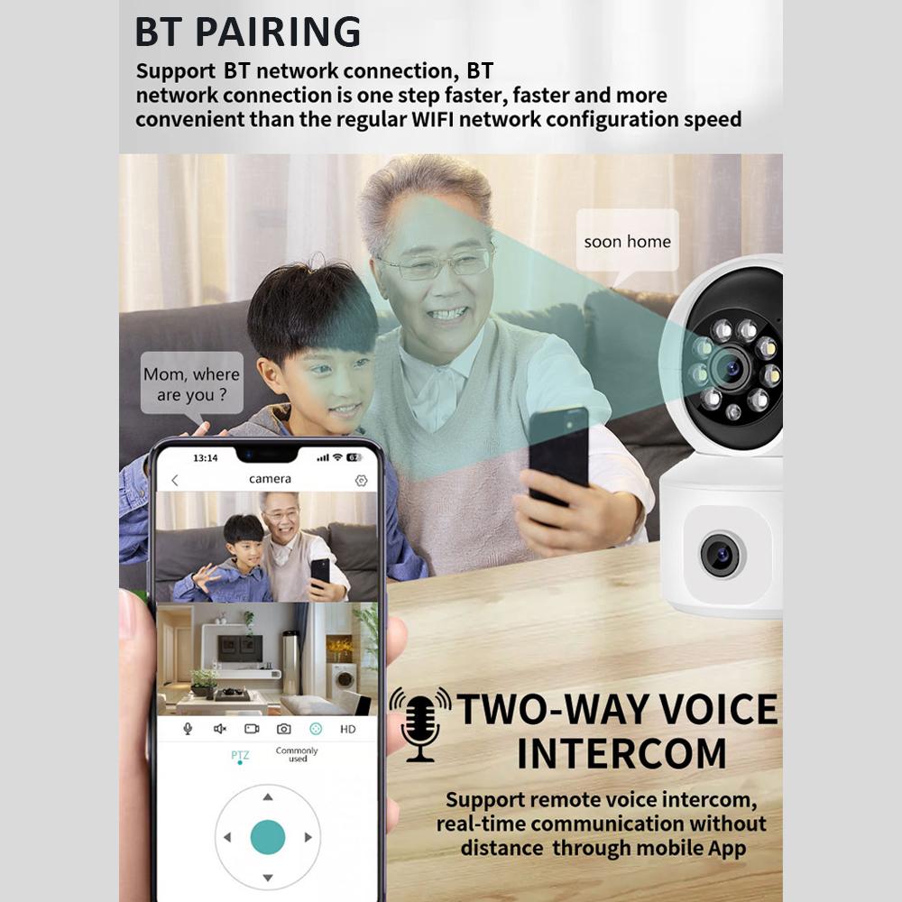 Беспроводная камера безопасности 1080P HD, Wi-Fi-камера, 3-мегапиксельная камера с панорамированием/наклоном и ИК-ночной отслеживанием движения на 360 градусов