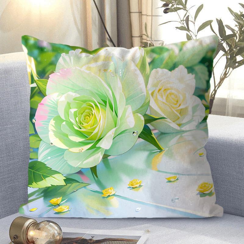 Декоративная наволочка с рисунком розы для гостиной, спальни, квадратная наволочка с подушкой