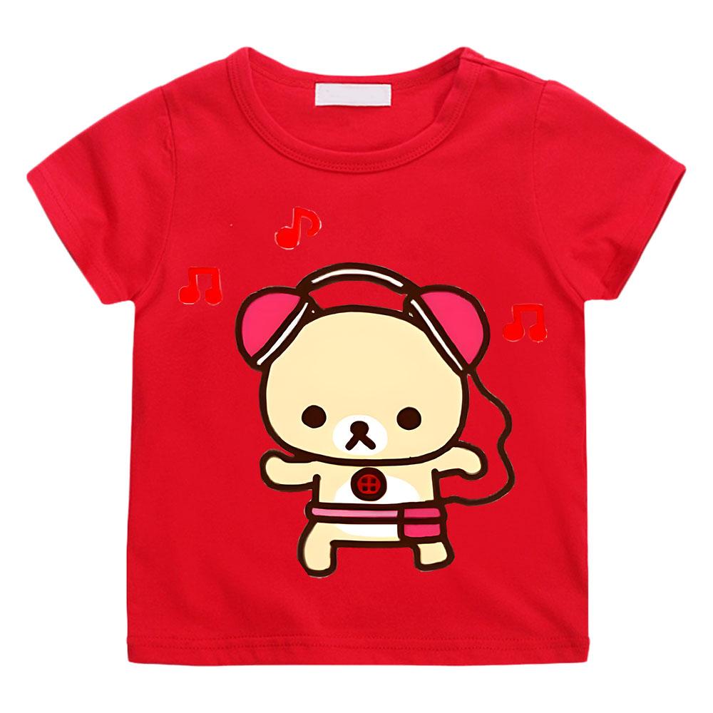 Мультяшная футболка Rilakkuma для мальчиков и девочек, детская одежда, хип-хоп топы с коротким рукавом, спортивная мода, уличная одежда, футболки с мангой/комиксами
