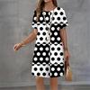 2026 Женские платья с коротким рукавом и круглым вырезом, модные платья с 3D принтом в горошек, уличная одежда, летнее мини-платье, свободное повседневное женское платье А-силуэта