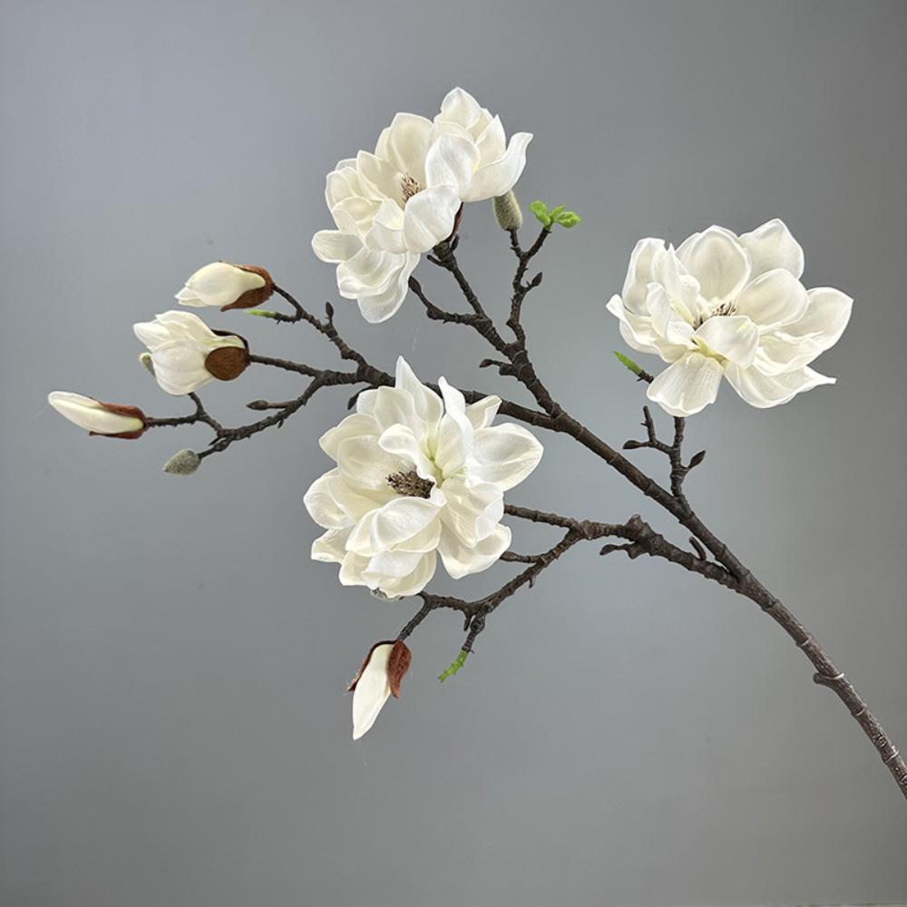 Handmade Simulation Big Magnolia Real Touch Fake Flower Artificial Magnolia Branch  Teacher's Day
