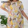 Spring Summer Short-sleeved Loose Print Sleeping Dress Home Dress Large Size Women's Casual Sleeping Dress