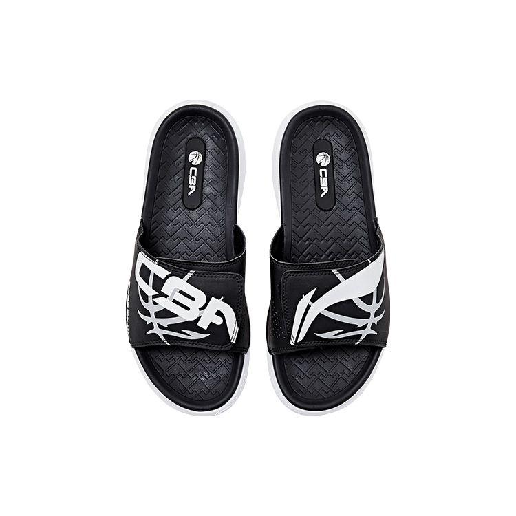 Li-Ning Удобные сандалии-слайды на резиновой подошве с липучкой, унисекс, черные ABTQ015-1